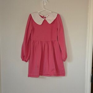 Janie and Jack Pink Knit Sweater Dress Long Sleeve Peter Pan Collar Size 6